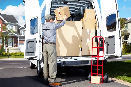 Professional man with van team completing a safe delivery