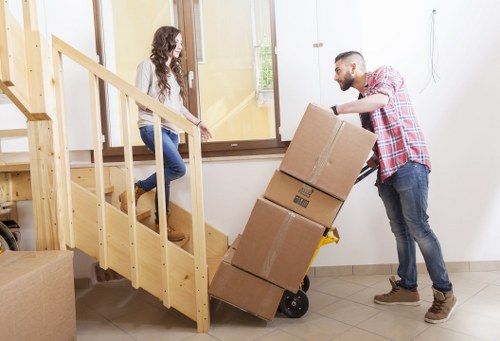 Removal van loading office equipment near Boundsgreen
