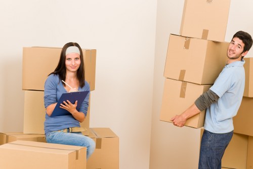 Boxes and furniture prepared for a home move in Boundsgreen