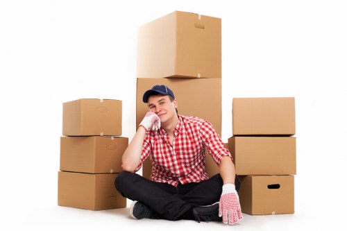 Professional packing materials and wrapped furniture ready for transport